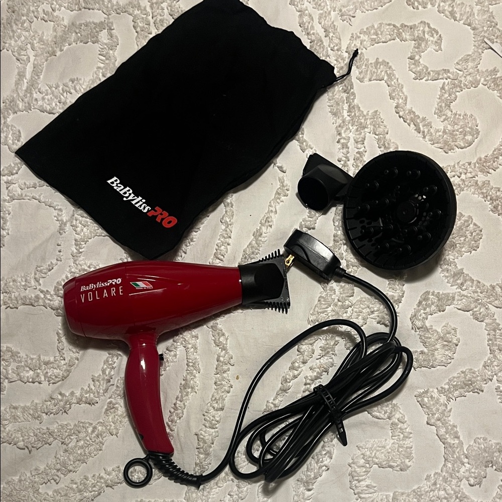BaBylissPRO Volare Red Hair Dryer with Black Bag